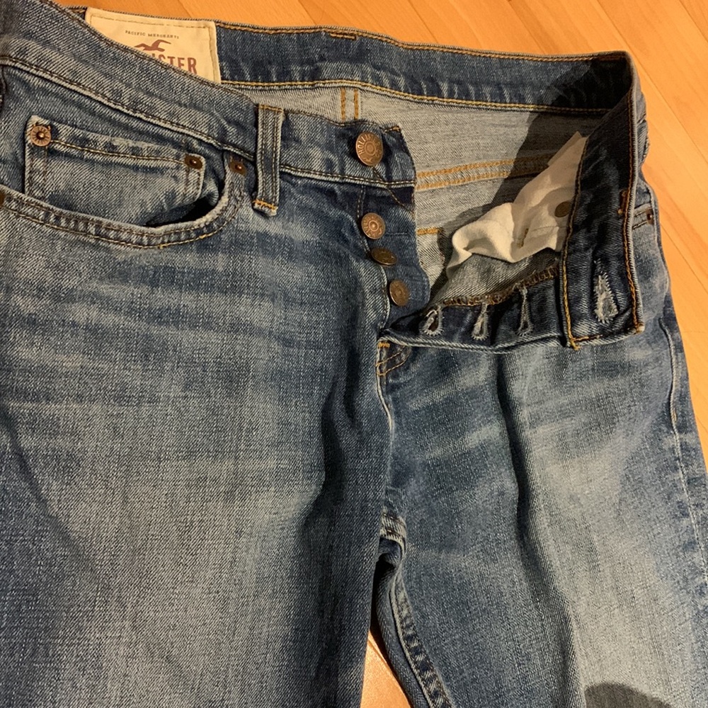 EUC Hollister Button Fly Skinny Blue Jeans 30x30 - Picture 2 of 16